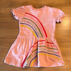 Mini Boden Pink Dress with Rainbow Stripes